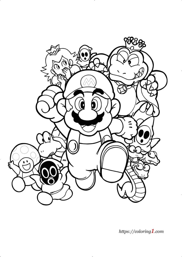 super mario colouring pages