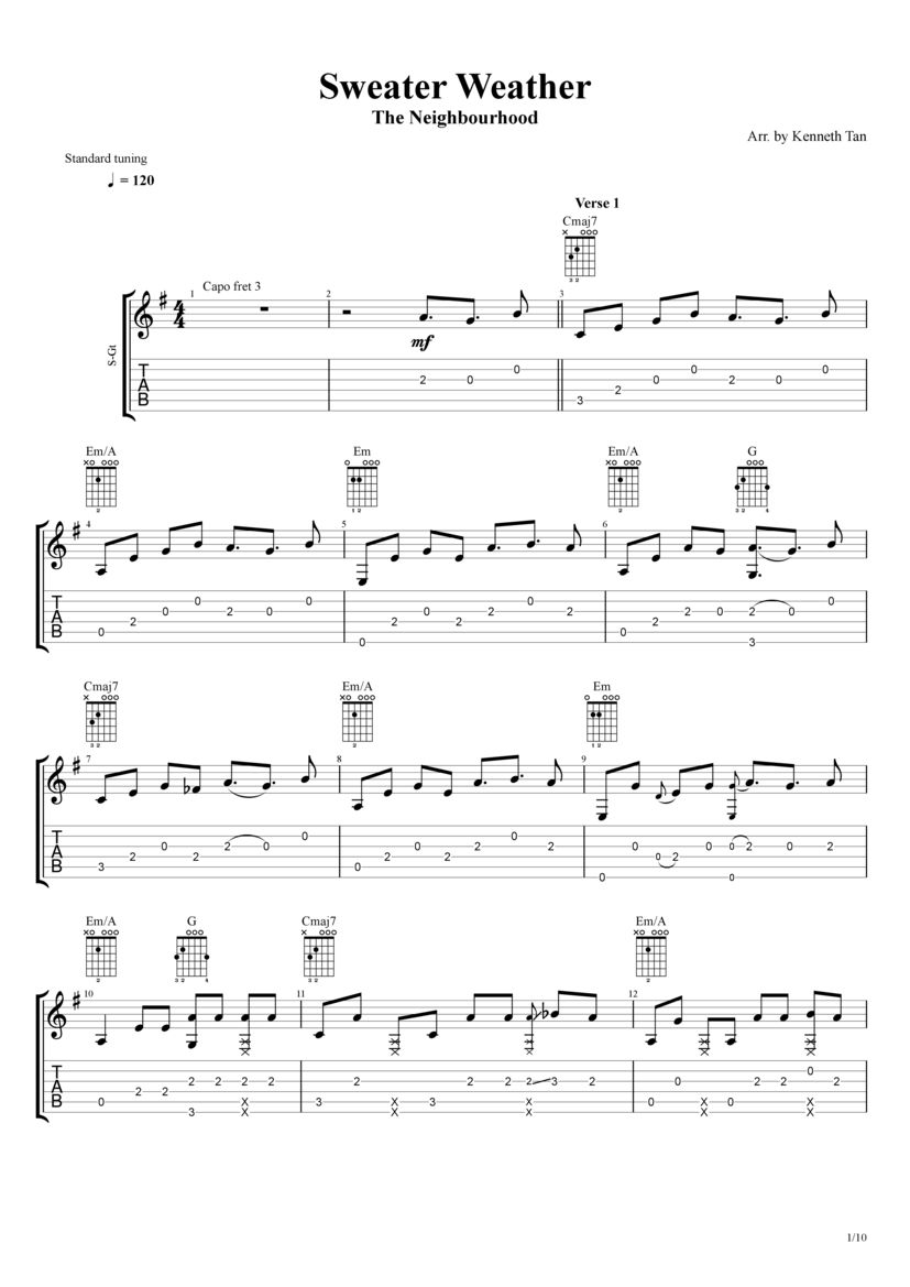 sweater weather guitar chords