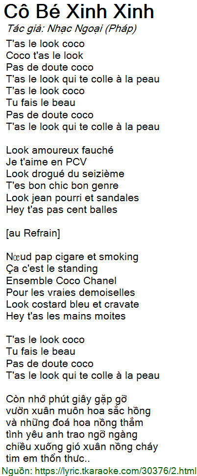 t as le look coco lyrics