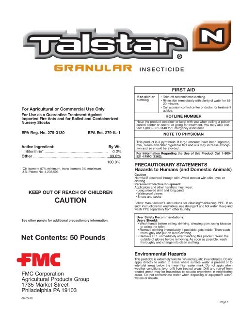 talstar insecticide label