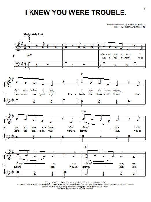 taylor swift piano sheet free