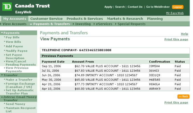 td canada trust easyweb