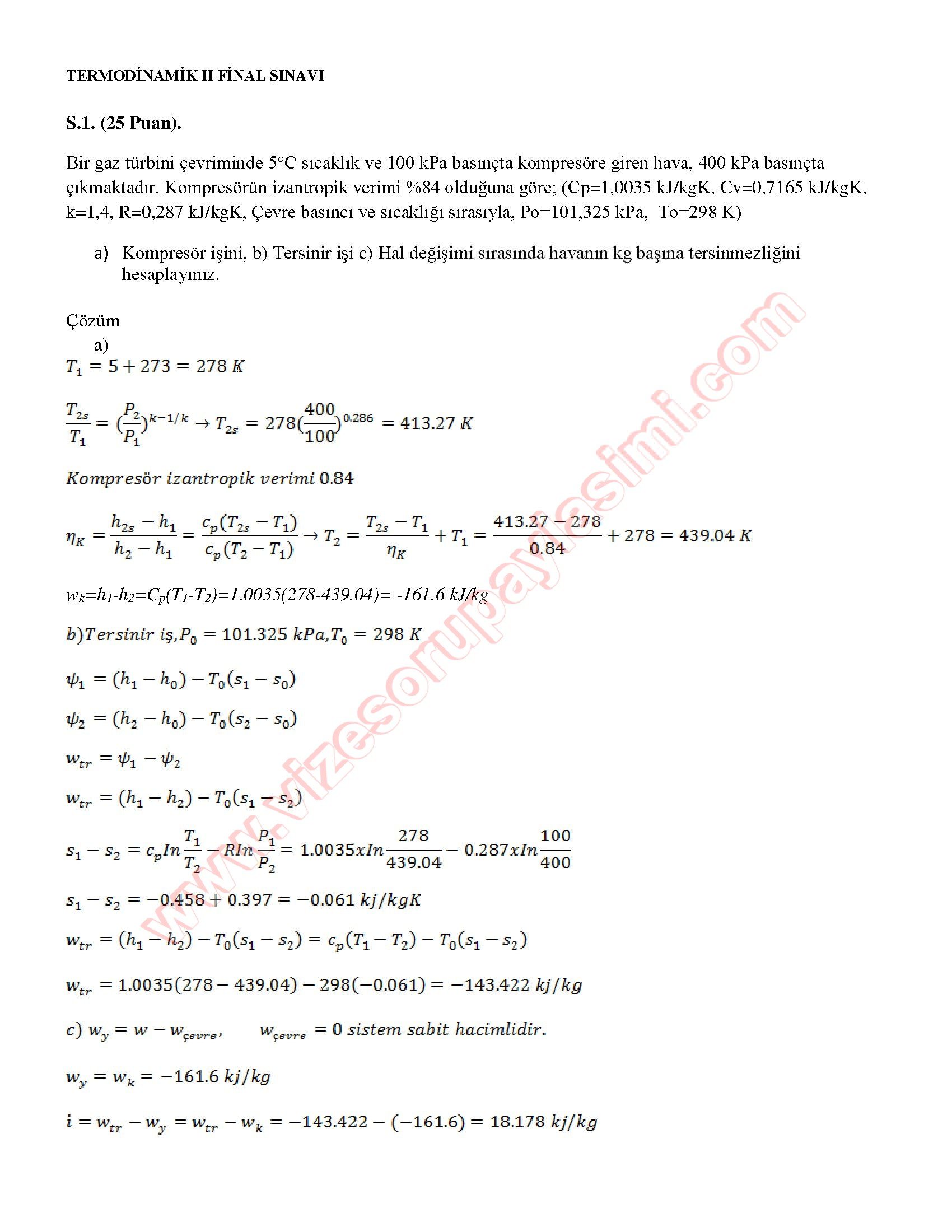 termodinamik 2 soruları ve çözümleri pdf