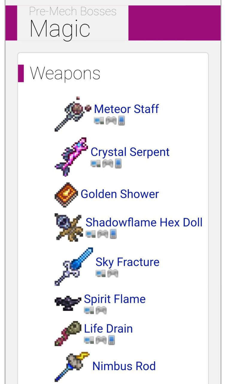 terraria magic weapons