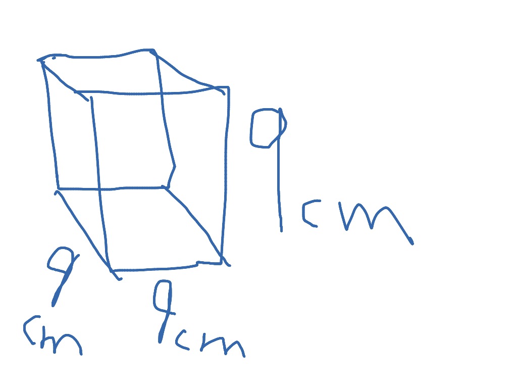 the volume of a cube with a 9m side