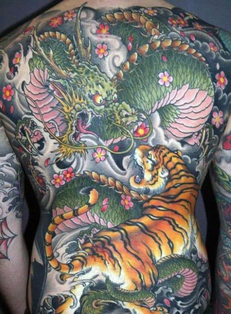 tiger and dragon back tattoo