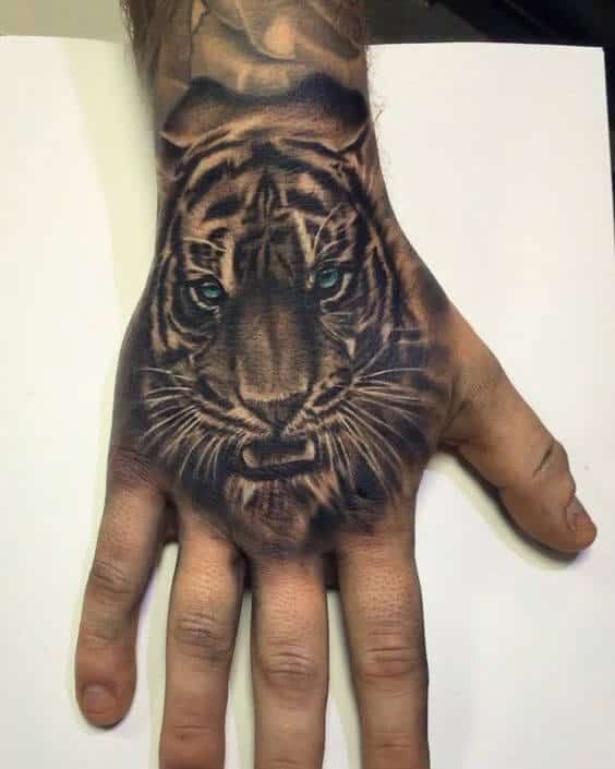 tiger hand tattoos