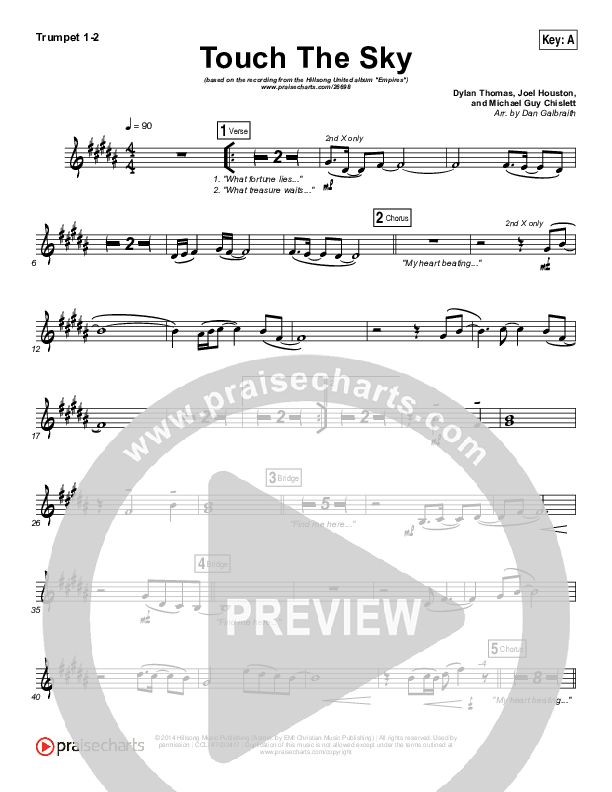 touch the sky trumpet sheet music