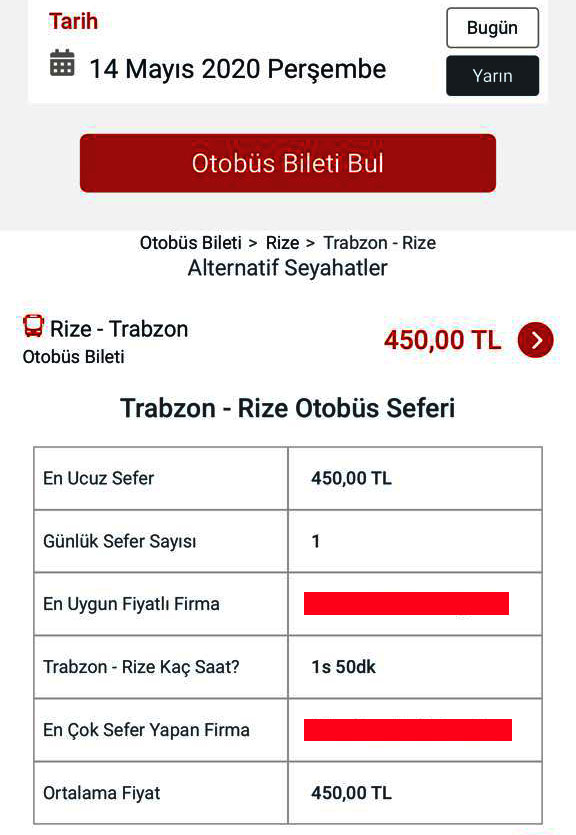 trabzon rize otobüs bileti