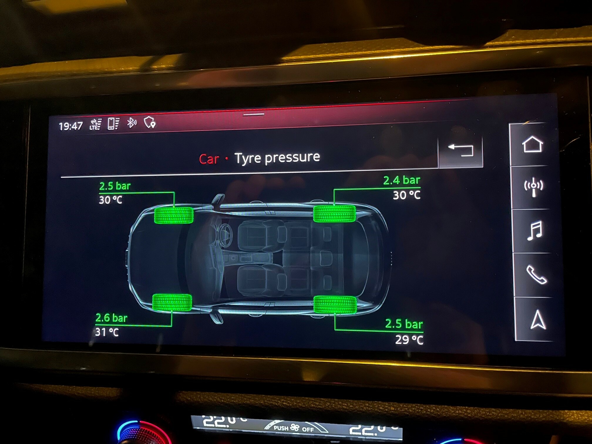 tyre pressure mmi audi