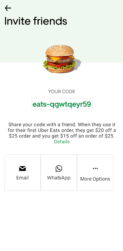 uber eat code