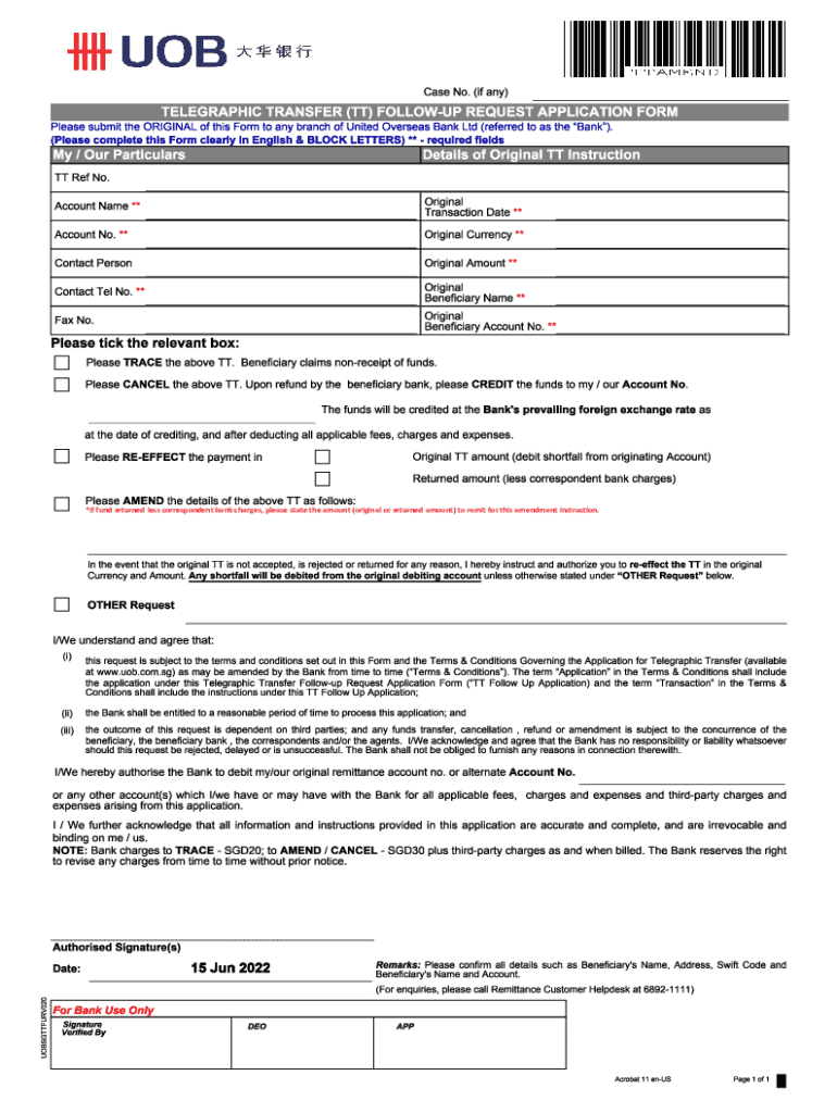 uob telegraphic transfer form