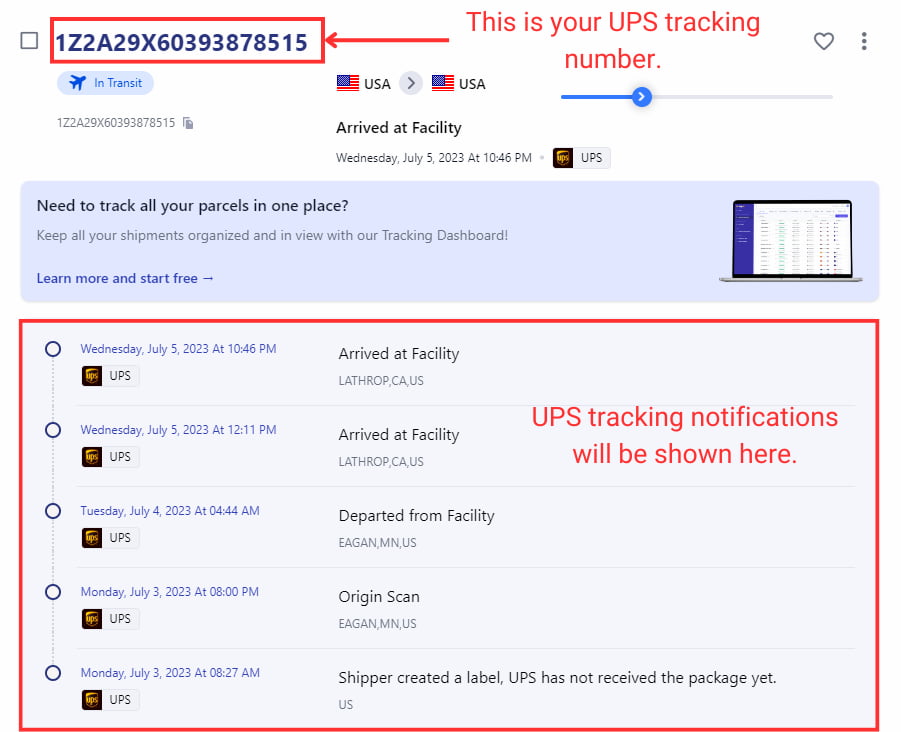 ups tracking center