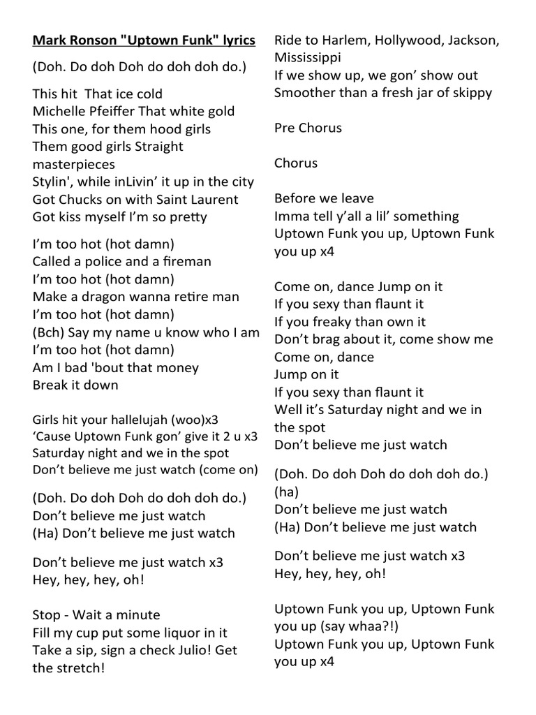 uptown bruno mars lyrics