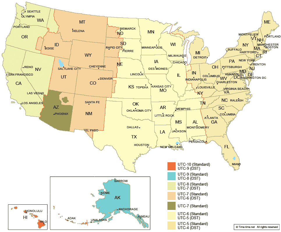 us time zones current time