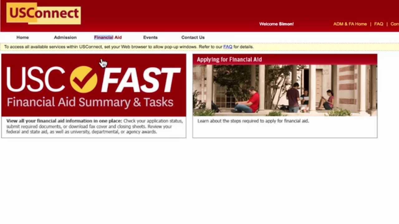 usc financial aid portal