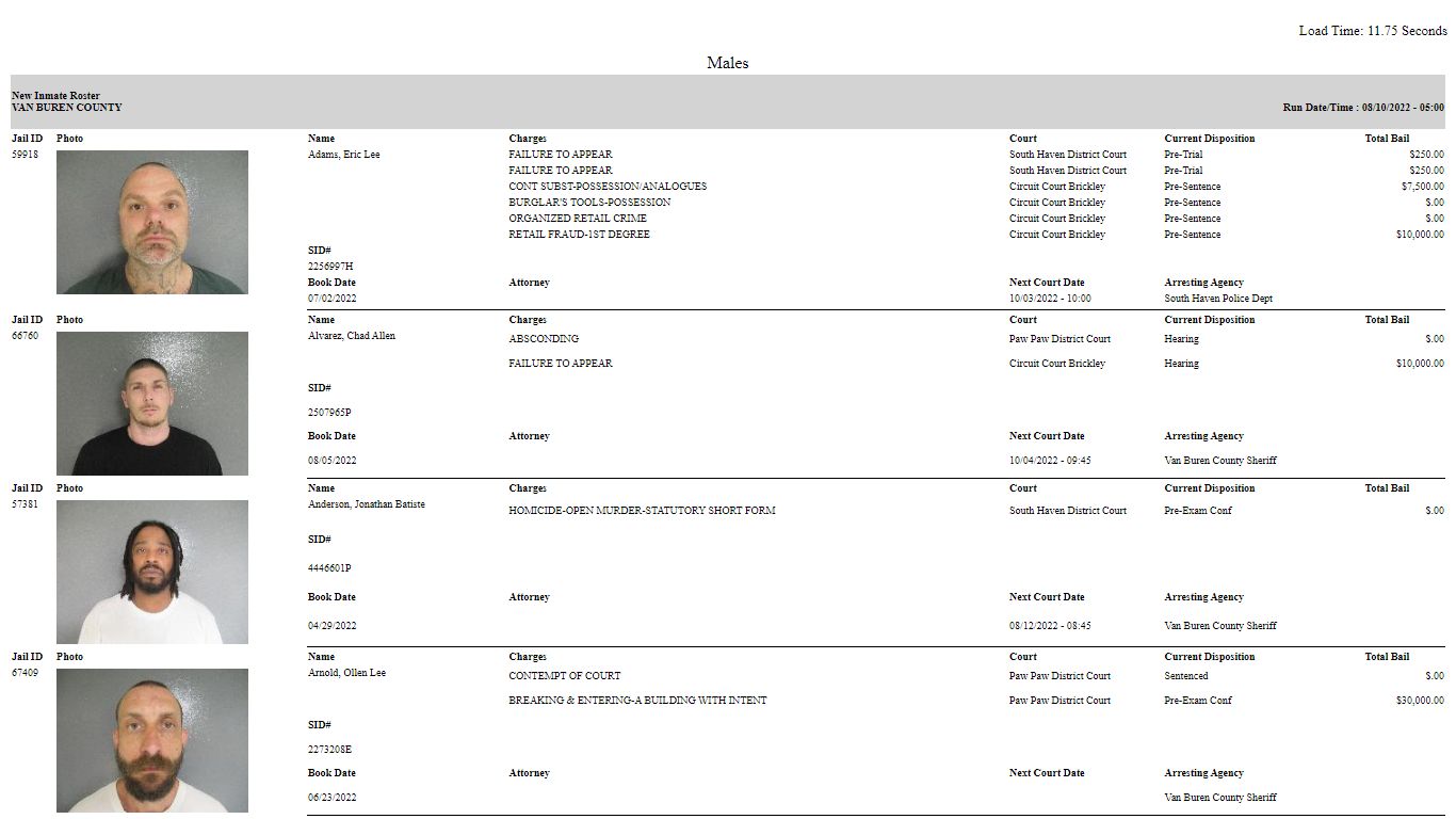 van buren county jail michigan inmate search