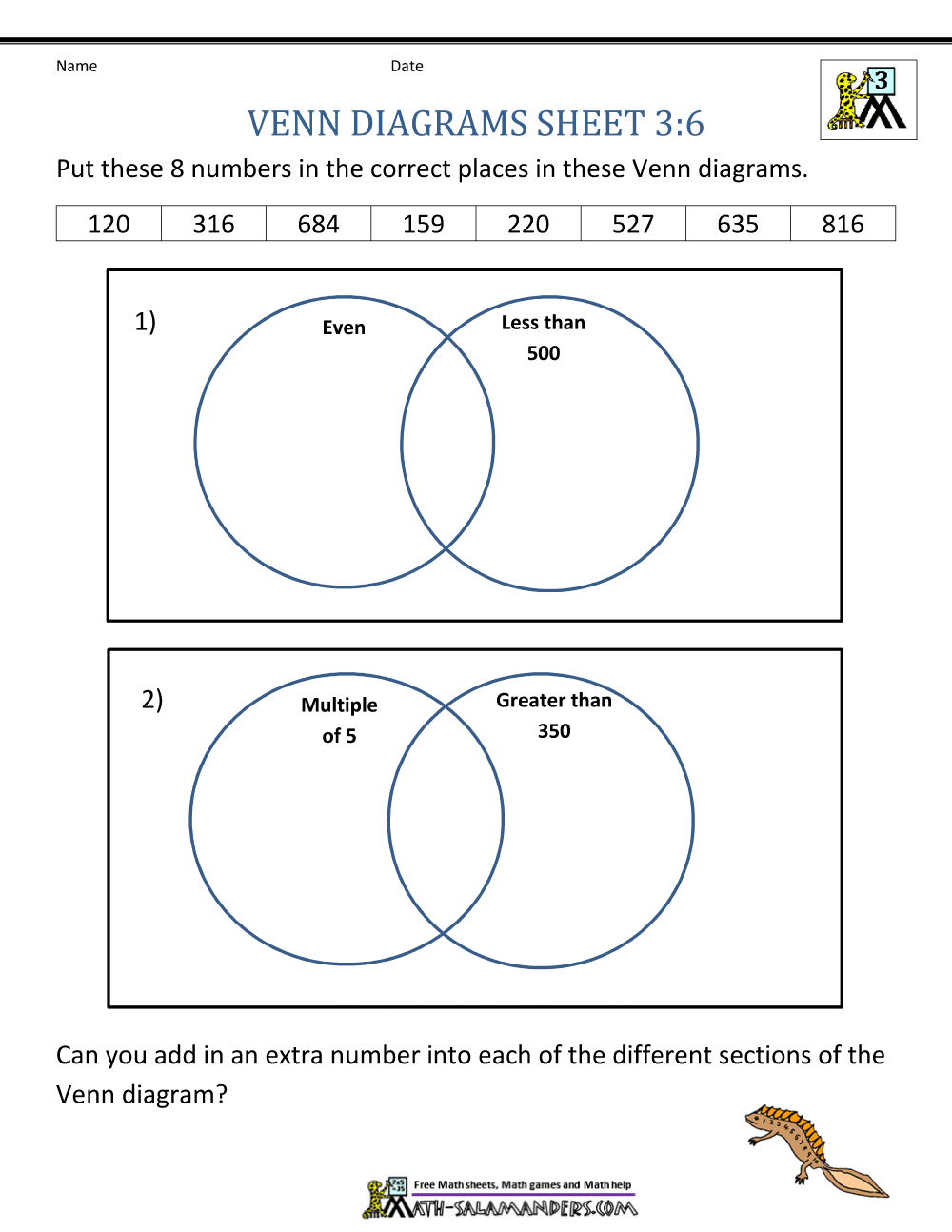 venn diagrams worksheet