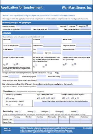 walmart employment application