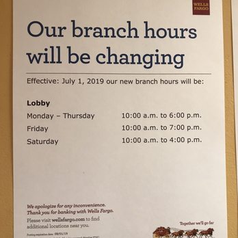 wells fargo operating hours