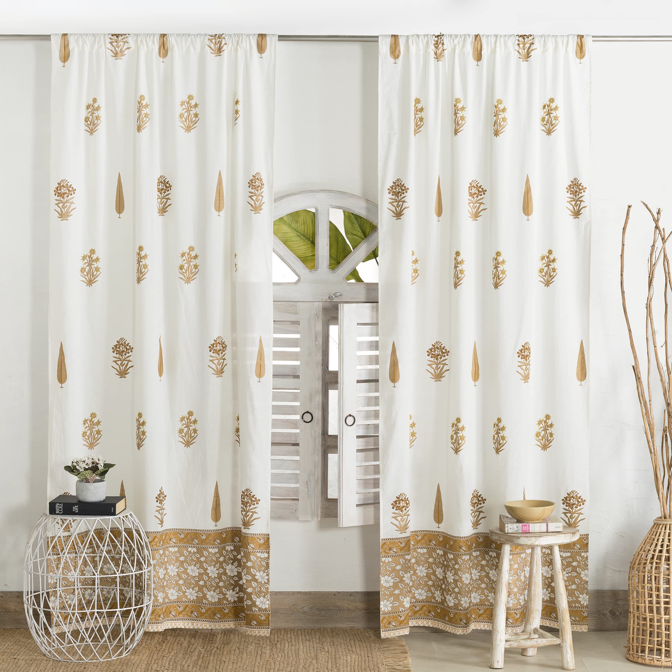 white and gold curtains