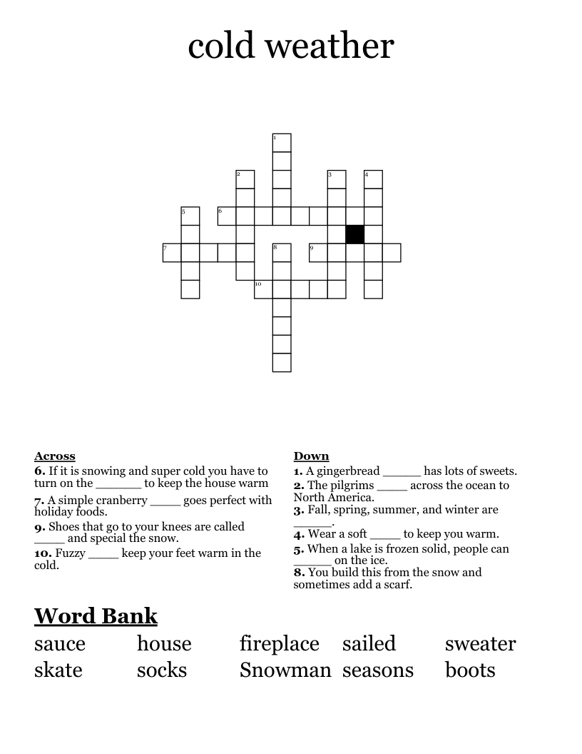 wintry weather feature crossword clue