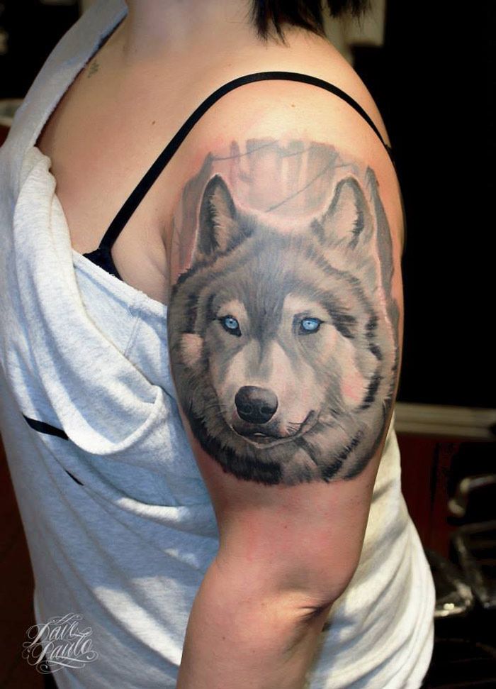 wolf tattoo blue eyes