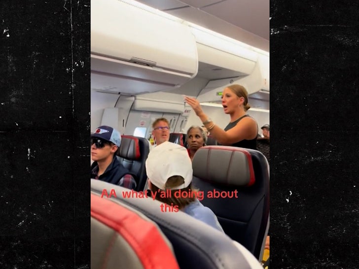 woman sees something on plane