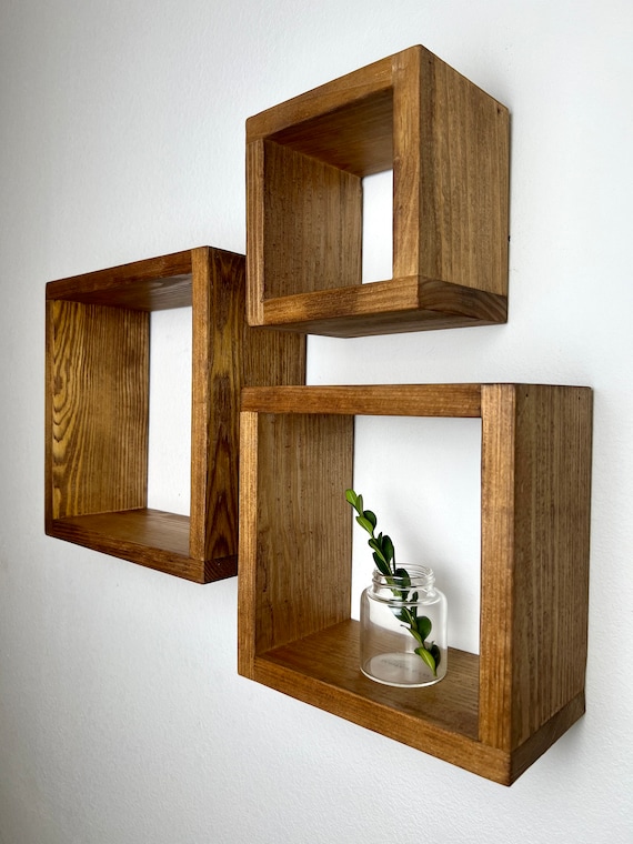 wooden cube shelves