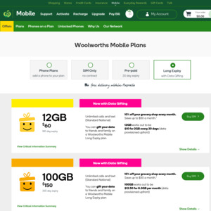 woolworths 365 day prepaid mobile plans