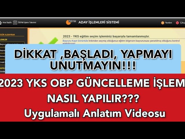 yks obp güncelleme