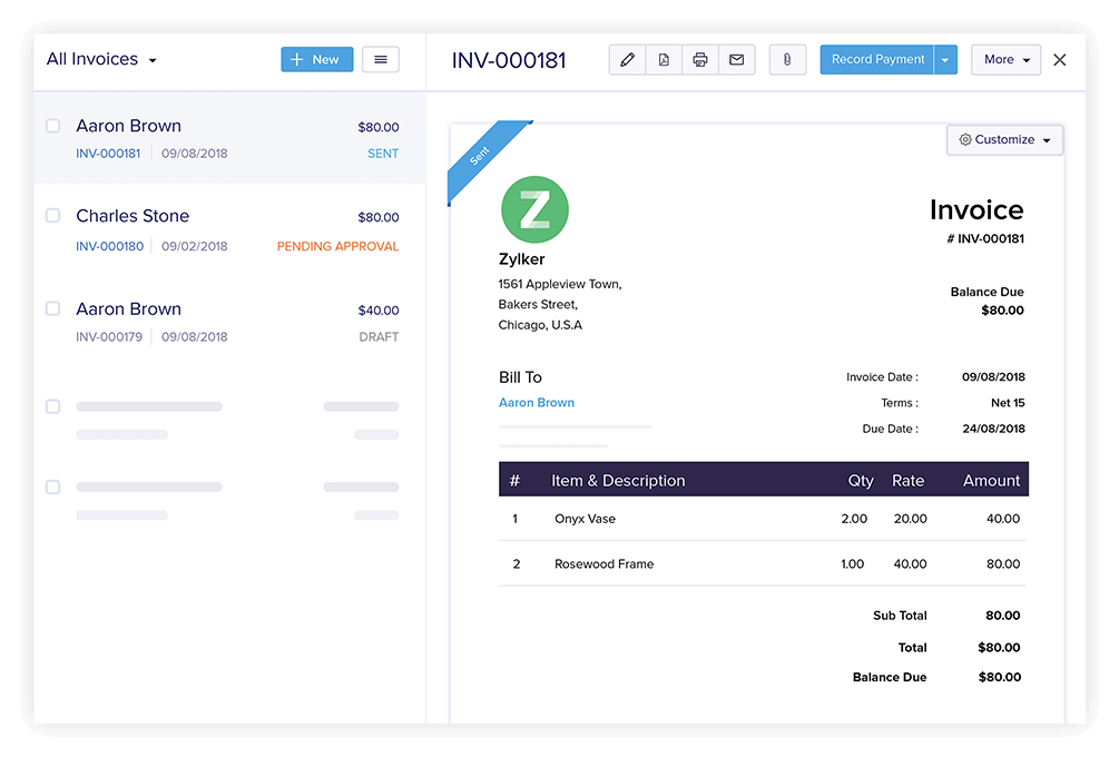 zoho invoice